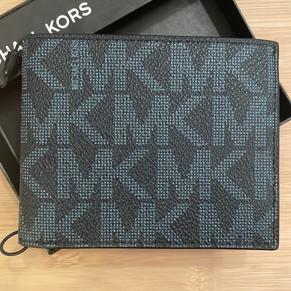 Brand New Michael Kors Admiral Blue Jet Set Slim Billfold Men’s Wallet - Picture 4 of 14